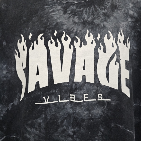Popular Poison Savage Vibes Flame Graphic Tie Dye Short Sleeve T-Shirt Size 3XL - Picture 10 of 10